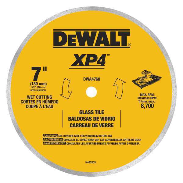 Dewalt 7" Continuous Rim Glass Tile Blade DWA4768