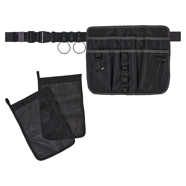 Arsenal By Ergodyne Pouch, Apron Pouch, Black, Mesh, Nylon, Polyester, 10 Pockets 5715