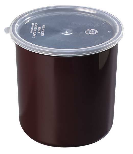 Carlisle Foodservice Poly-Tuf Crock w/Lid, 2.7 qt., Brown, PK6 0302GR01