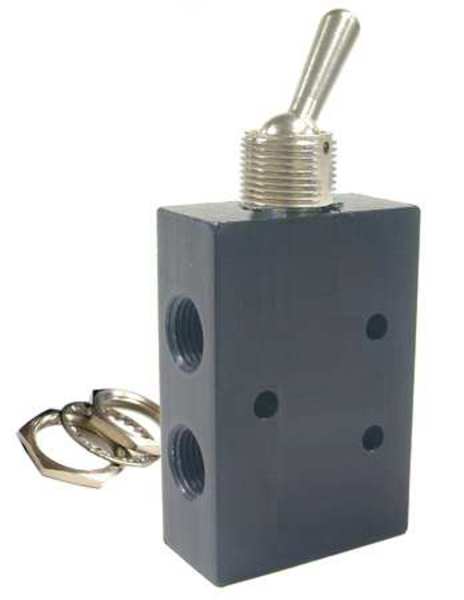 Pneumadyne Toggle Valve, 4Way, 1/8 In, NPT HM45-1/8-DT