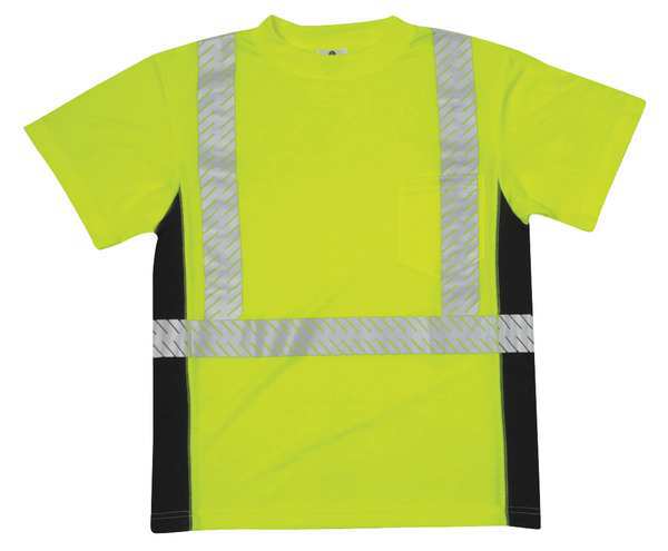 Kishigo T-Shirt, Black Sided, Class 2, Lime, L 9114-L