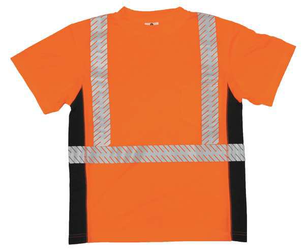 Kishigo T-Shirt, Black Sided, Class 2, Orange, L 9115-L