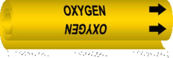 Brady Pipe Marker, Oxygen, Yel, 1/2 to 1-3/8 In 5736-O