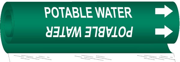 Brady Pipe Mrkr, Potable Water, 1-1/2to2-3/8 In, 5744-I 5744-I
