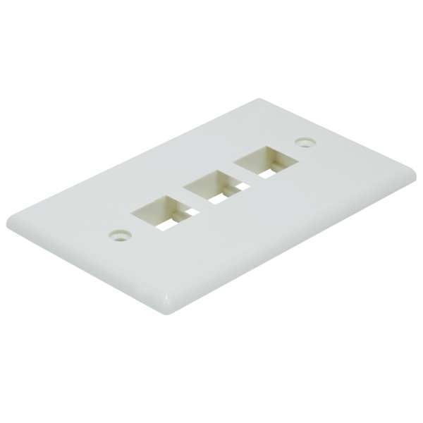 Monoprice WallPlate, Blank, 3 Hole, Ivory 6730