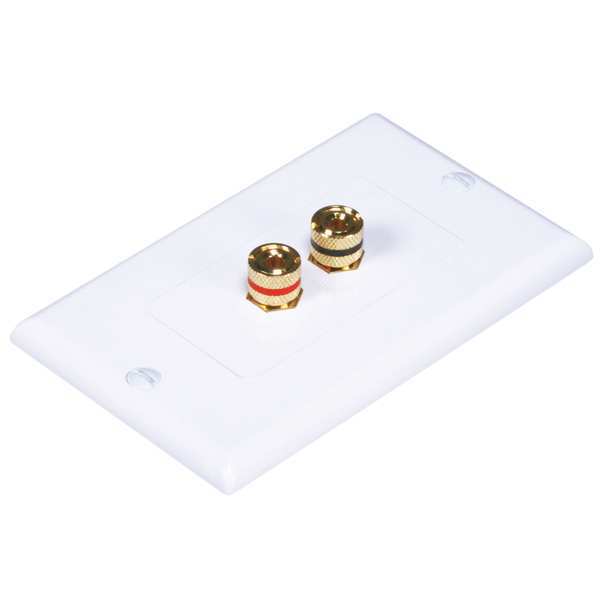 Monoprice A/V Wallplate, Banana Post, 2pc, 1Spkr, Wht 3324