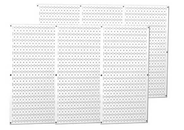 Wall Control Pegboard Panel, Round 1/4 in Holes, 1 in Hole Spacing, 32 in H x 96 in W x 3/4 in D, White 35-P-3296WH