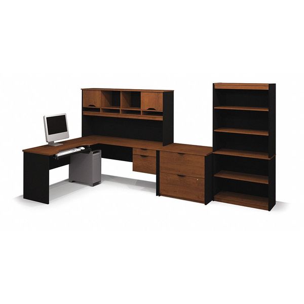 Innova L Shaped Desk Tuscany Brown Black 92852 63 Zoro Com