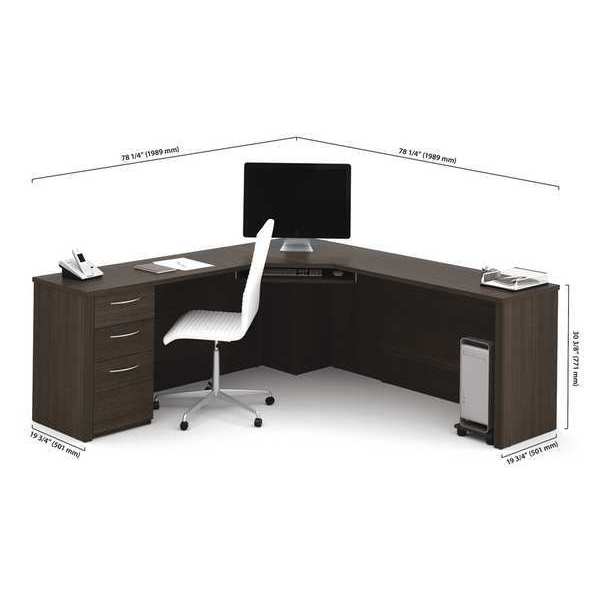 Embassy Corner Desk, 78.3" D, 78.3" W, 30.4" H, Dark Chocolate, Melamine 60899-79