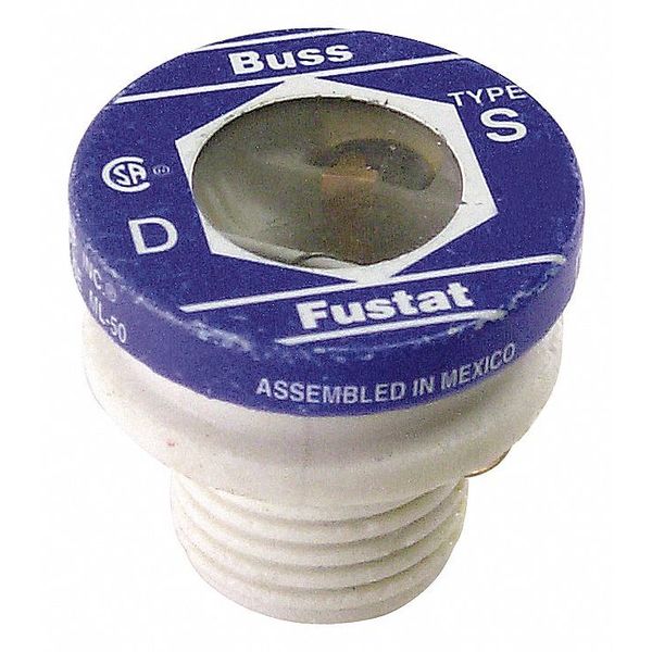 Eaton Bussmann Plug Fuse, S Series, Time-Delay, 20A, 125V AC, Indicating, 10kA at 125V AC, 4 PK S-20