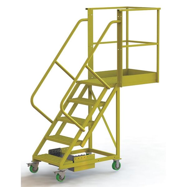 Tri-Arc 92 in H Steel Cantilever Rolling Ladder, 5 Steps, 300 lb Load Capacity UCU500530246