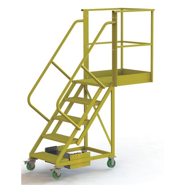Tri-Arc 92 in H Steel Cantilever Rolling Ladder, 5 Steps, 300 lb Load Capacity UCU500530242