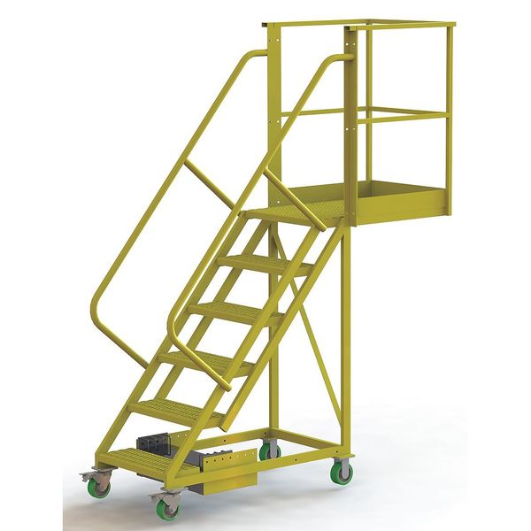 Tri-Arc 102 in H Steel Cantilever Rolling Ladder, 6 Steps, 300 lb Load Capacity UCU500630242
