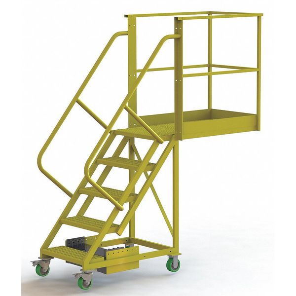 Tri-Arc 92 in H Steel Cantilever Rolling Ladder, 5 Steps, 300 lb Load Capacity UCU500540246