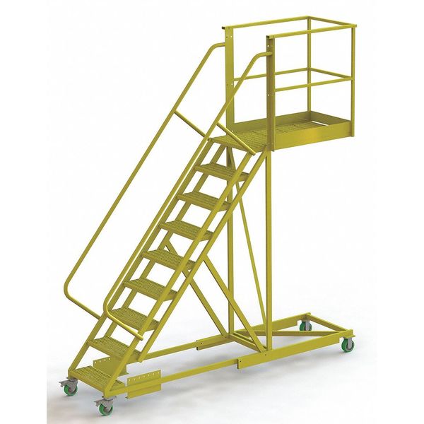 Tri-Arc 132 in H Steel Cantilever Rolling Ladder, 9 Steps, 300 lb Load Capacity UCS500940242
