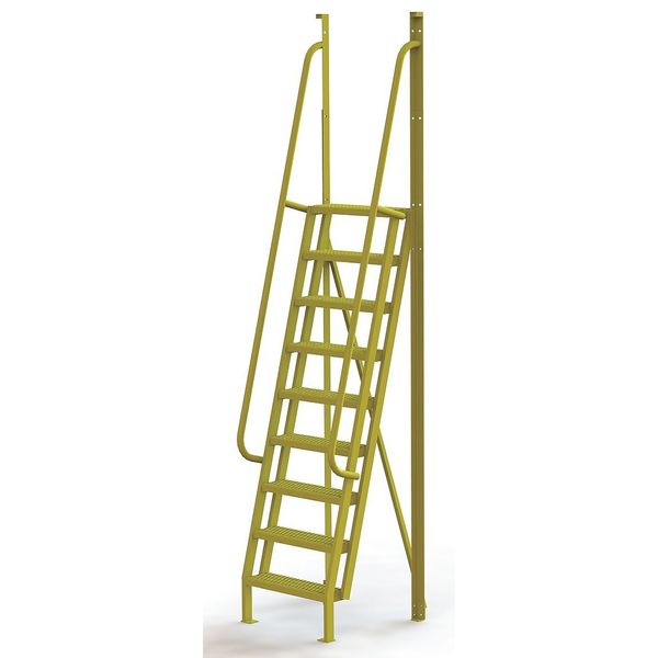 Tri-Arc 132 in Ladder, Steel, 9 Steps, Yellow Powder Coated Finish, 1,000 lb Load Capacity UCL7509246