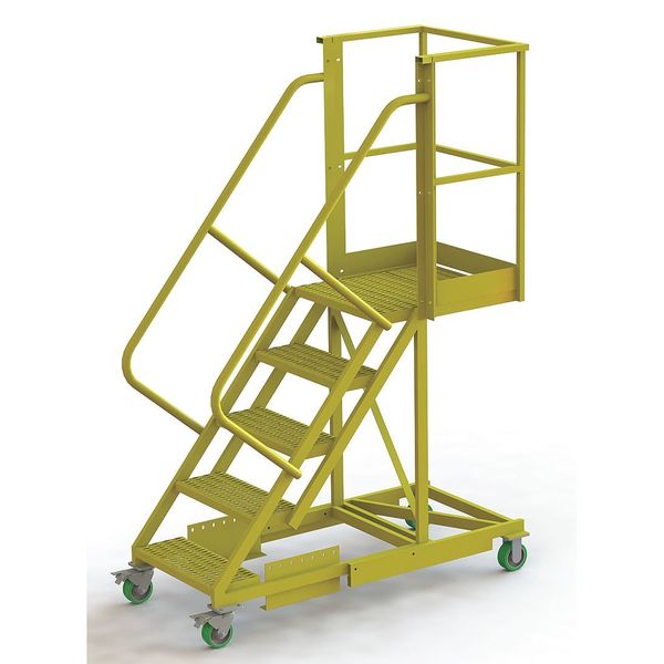 Tri-Arc 92 in H Steel Cantilever Rolling Ladder, 5 Steps, 300 lb Load Capacity UCS500520242