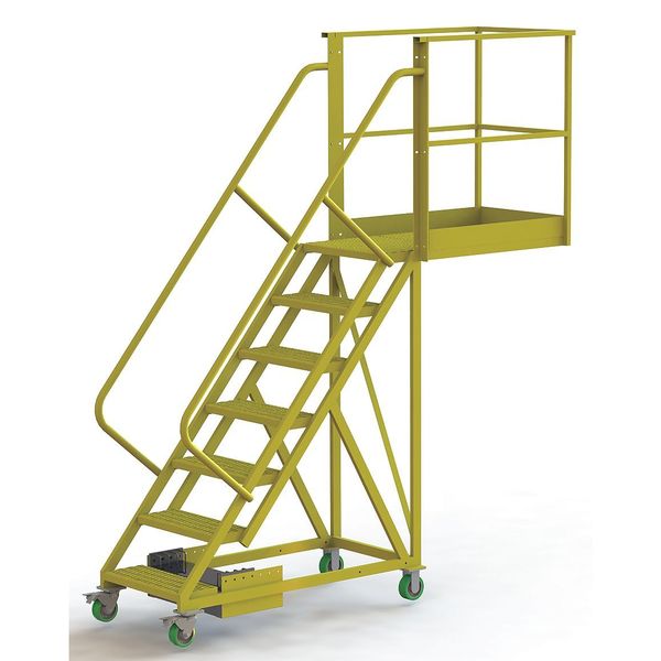 Tri-Arc 112 in H Steel Cantilever Rolling Ladder, 7 Steps, 300 lb Load Capacity UCU500740242