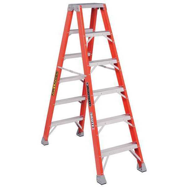 Louisville 6 ft. Fiberglass 375 lb. Twin MRI Stepladder, Type IAA L-3431-06MR