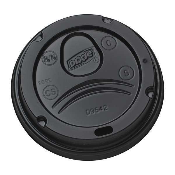 Dixie Lid for 12 to 20 oz. Hot Cup, Dome, Sip Through, Black, Pk1000 D9542B