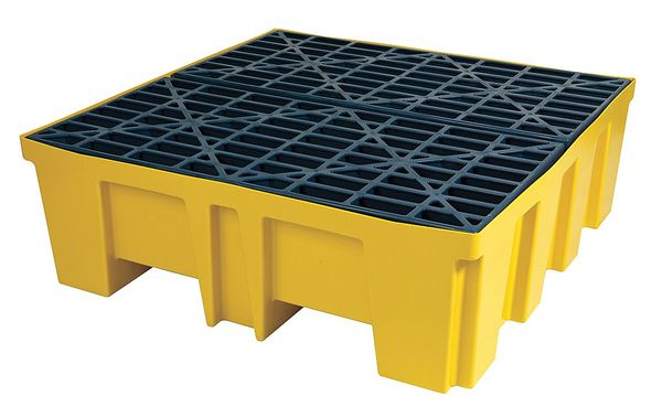 Brady Drum Spill Containment Pallet, 128 gal Spill Capacity, 4 Drum, 5000 lb., High Density Polyethylene SC-DP4