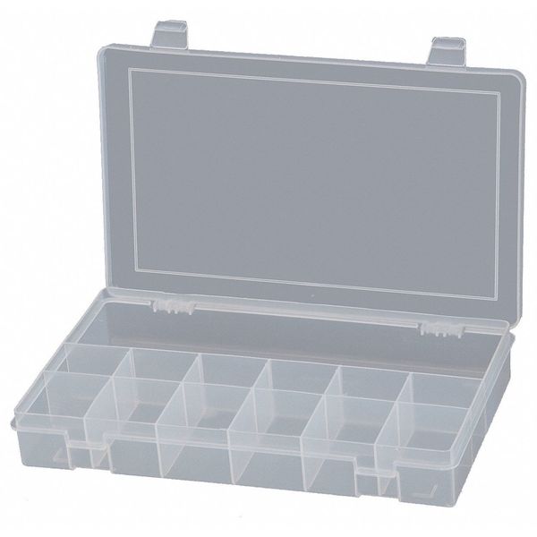 Durham Mfg Compartment Box with 13 compartments, Plastic, 1-3/4" H x 10-13/16 in W SP13-CLEAR