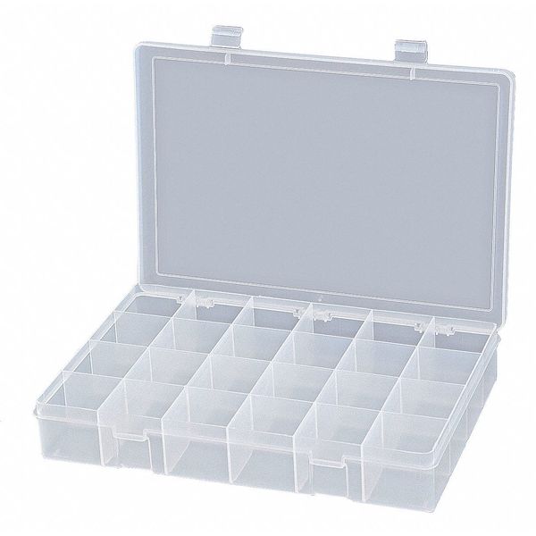 Durham Mfg Compartment Box with 24 compartments, Plastic, 2-5/16" H x 13-1/8 in W LP24-CLEAR