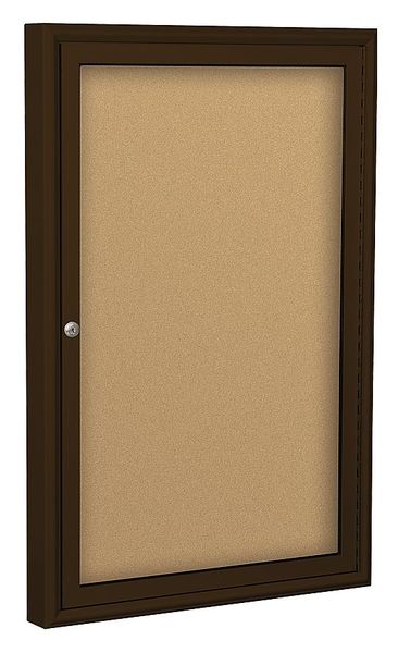 Mooreco Enclosed Bulletin Board, Coffee, 1 Door 94PCB-I