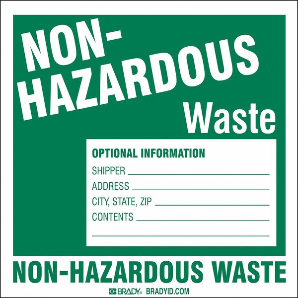 Brady Hazardous Waste Label, Vinyl, PK100 121154