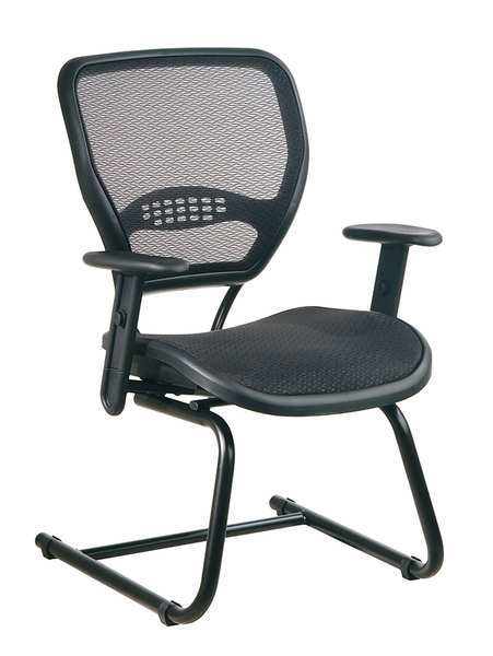 Office Star Black Visitors Chair, 26 1/2" W 27" L 37-3/4" H, Height Adjustable Angled, AirGrid(R) Seat 5565