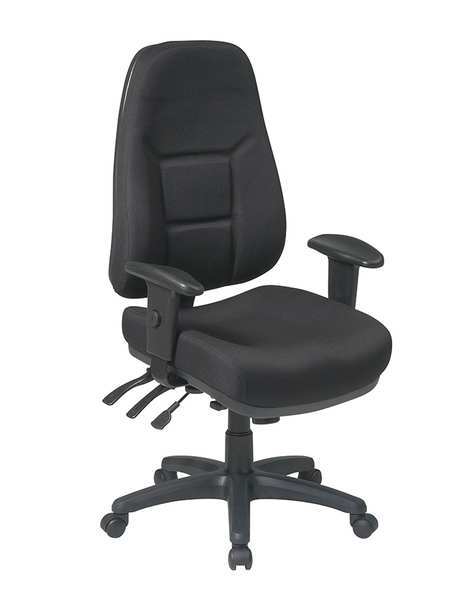 Office Star Desk Chair, Fabric, 19" to 22-1/2" Height, Adjustable Arms, Black 2907-231