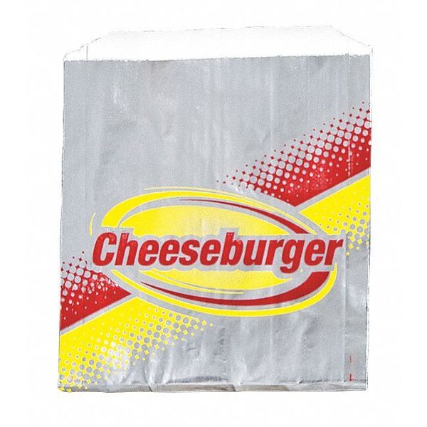 Value Brand Foil Printed Cheeseburger Bags, 6 x 3/4 x 6 1/2", PK1000 E-7143