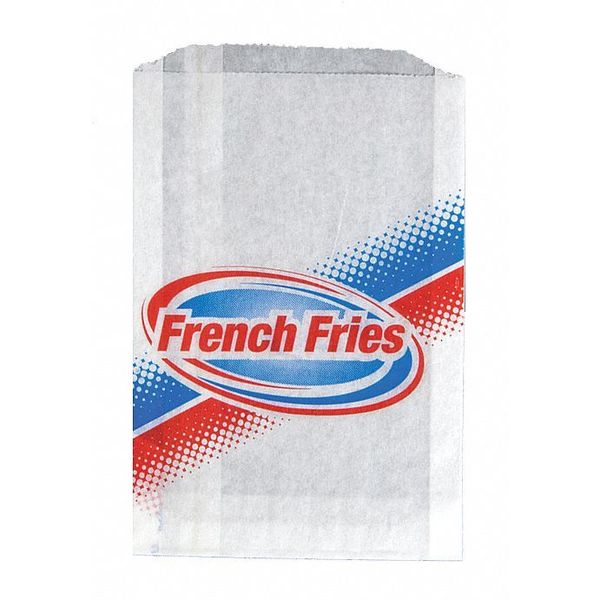 Value Brand Printed French Fry Bags, 5 1/2 x 1 x 8", PK1000 E-7175