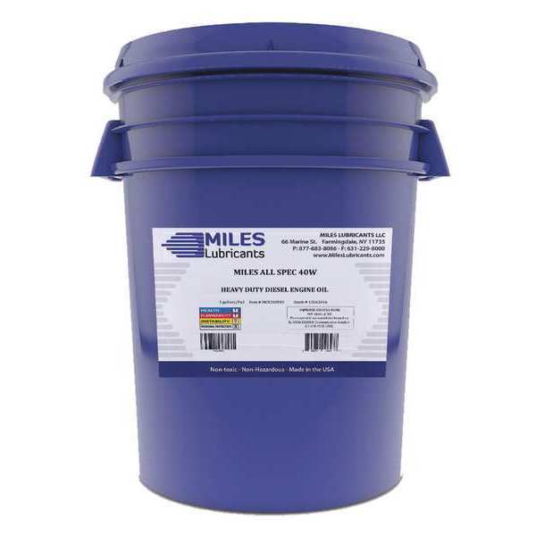 Miles Lubricants Heavy Duty Diesel Engine Oil, 40W, 5 Gal., Pail M00200503