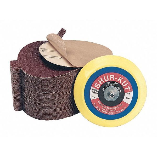 Superior Abrasives Coated PSA Disc, w/Tab A/O, 6", Grit 120 A015553