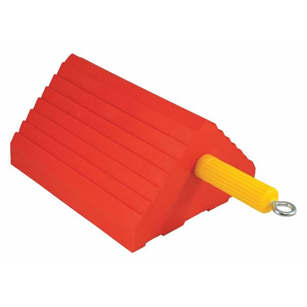 Ame Urethane Wheel Chock, Orange with Handle 15366