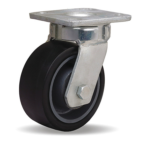 Hamilton Standard Duty Kingpinless Caster, 5" x 2" Duralast XC Polyurethane on Cast Iron Wheel, Foot Brake S-52K-5DB70-FB