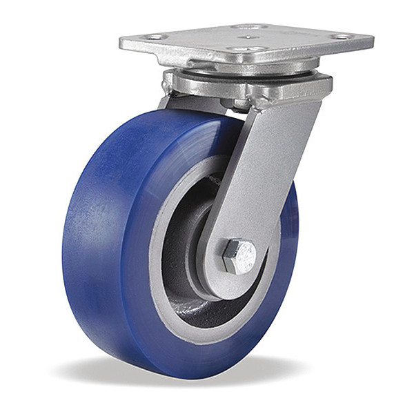 Hamilton Workhorse Swivel Caster, 6" x 2" Ergo-Glide XT 1" thick Polyurethane (85A) Wheel, Foot Brake S-WH-6EGB-FB