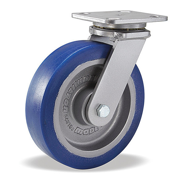 Hamilton Workhorse Swivel Caster, 8" x 2" Ergo-Glide XT 1" thick Polyurethane (85A) Wheel S-WH-8EGB