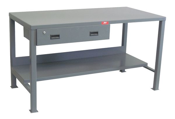 Jamco Heavy Duty Fixed Work Bench, Steel, 72" W, 34" Height, 3000 lb., Straight UN372GP