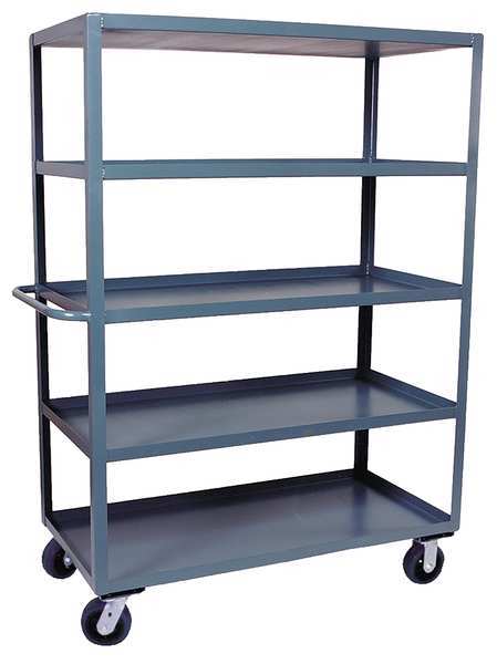 Jamco Utility Cart with Lipped Metal Shelves, Steel, Flat, 5 Shelves, 3,000 lb CE360P600GP