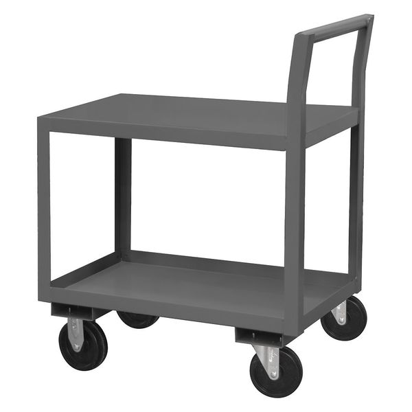 Zoro Select Low-Profile Utility Cart with Lipped & Flush Metal Shelves, Steel, Raised, 2 Shelves, 1,400 lb LDO-183039-2-5PO-95