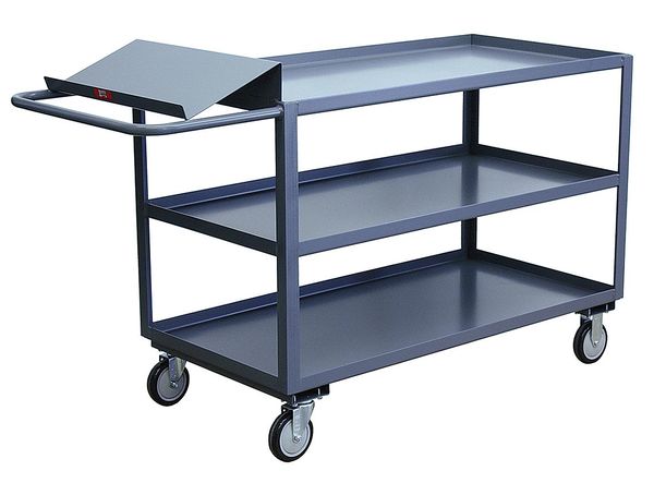 Jamco Steel Order-Picking Utility Cart with Lipped Metal Shelves, Flat, 3 Shelves, 1,200 lb LO130P500GP