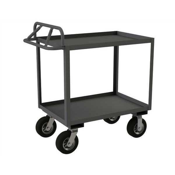 Zoro Select Utility Cart with Lipped Metal Shelves, Steel, Ergonomic, 2 Shelves, 1,200 lb RSCE1P-2436-2-8SPN-95