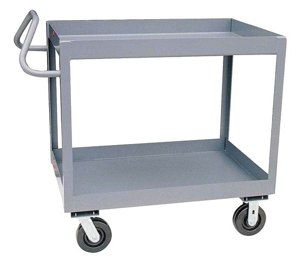 Jamco Utility Cart with Deep Lipped Metal Shelves, Steel, Ergonomic, 2 Shelves, 2,400 lb NG136P600GP