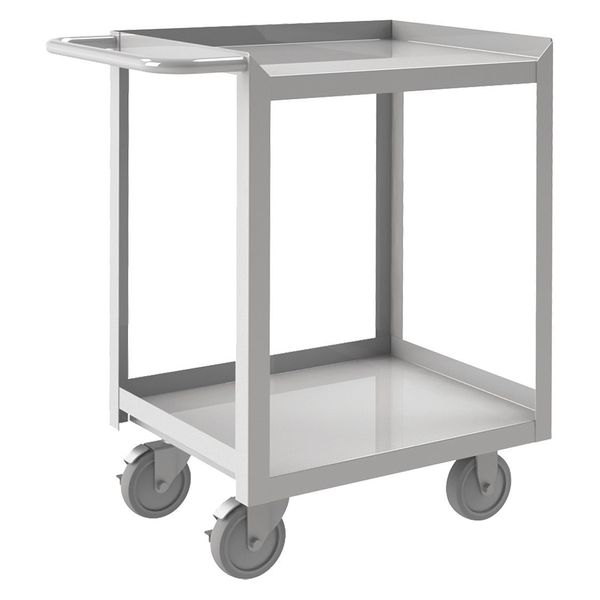 Zoro Select Corrosion-Resistant Utility Cart with Single-Side Flush Metal Shelves, Stainless Steel, Flat SRSC1618242FLD5PU
