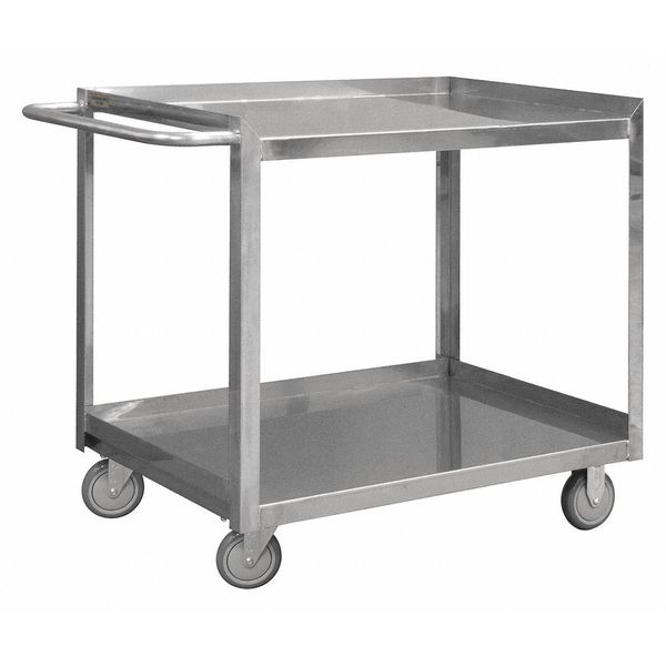 Zoro Select Corrosion-Resistant Utility Cart with Single-Side Flush Metal Shelves, Stainless Steel, Flat SRSC2022482FLD4PU