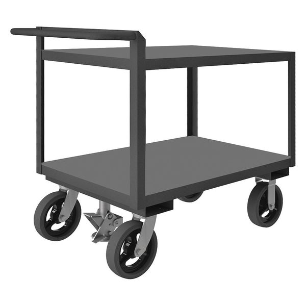 Zoro Select Utility Cart with Flush Metal Shelves, Steel, Flat, 2 Shelves, 2,400 lb RSCR243636ALDFL8MR95
