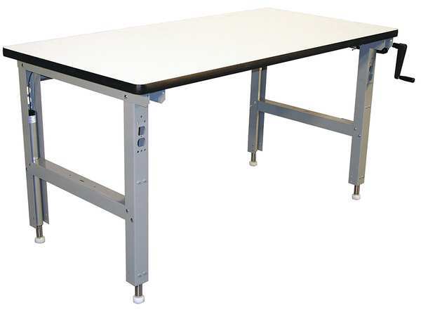 Pro-Line Hand Crank Workbench, ESD Laminate, 72 in W, 30 in to 42 in Height, 750 lb, Straight IWELH7236C