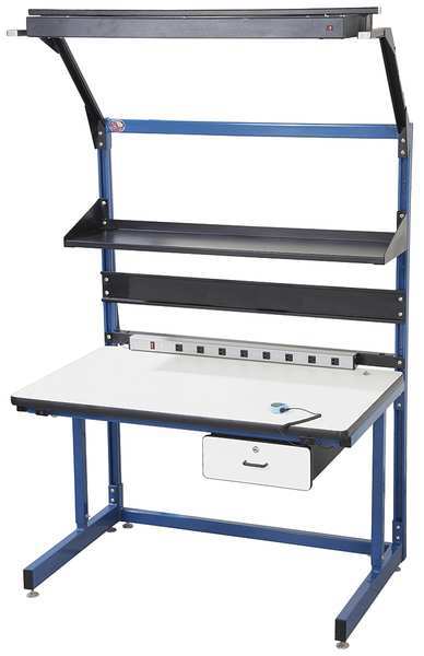Pro-Line Bolted Work Benches, ESD Laminate, 60" W, 30" to 36" Height, 850 lb., Cantilever BIB20